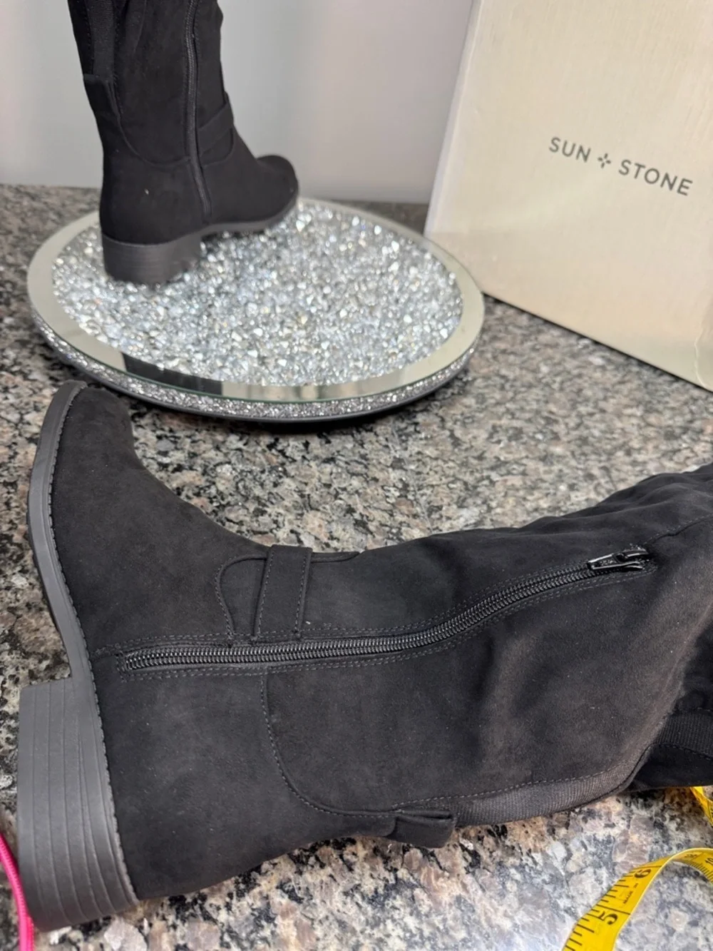 Sun + Stone Black over the Knee-High Casual Boots NEW 8.5 wide calf